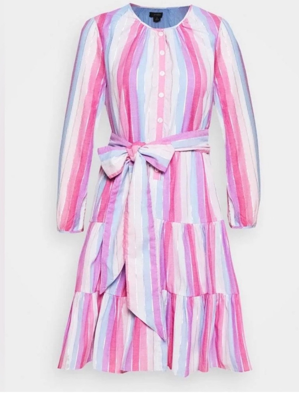 J Crew NWT,pink,purple dress with bow detailing a darling preppy look